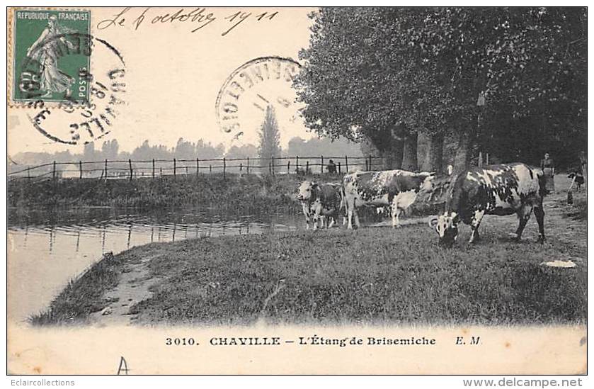 Chaville     92     L'Etang De Brisemiche.  Troupeau De Vaches  (voir Scan) - Chaville