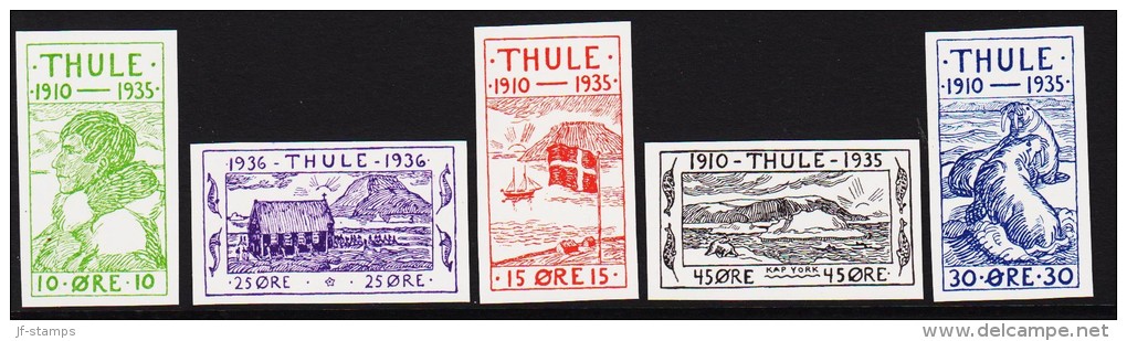 1935-1936. Thule. Set Of 5. Imperforated Proofs. Scarce. (Michel: 1-5) - JF180630 - Thule