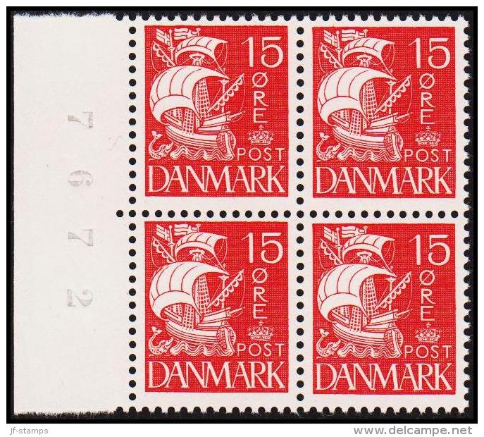 1932. Caravelle. Essay. 15 øre Red. Without Shading In The Lower Sail. Scarce 4-block. ... (Michel: ) - JF180639 - Proeven & Herdrukken