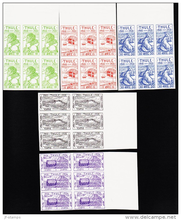 1935-1936. Thule. Set Of 5. Imperforated Proofs In Blocks-of-six. Scarce. (Michel: 1-5) - JF180625 - Thulé