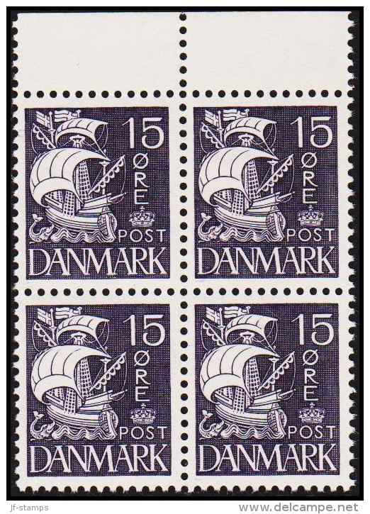 1932. Caravelle. Essay. 15 øre Violet. Without Shading In The Lower Sail. Scarce 4-bloc... (Michel: ) - JF180638 - Essais & Réimpressions