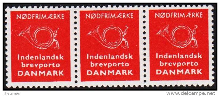 1963. NØDFRIMÆRKE. Indenlandsk Brevporto DANMARK. 3-strip. (Michel: ) - JF180659 - Essais & Réimpressions
