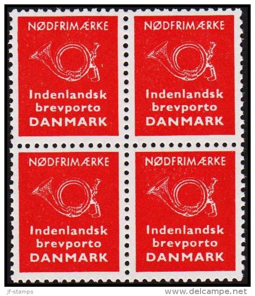 1963. NØDFRIMÆRKE. Indenlandsk Brevporto DANMARK. 4-block. (Michel: ) - JF180678 - Essais & Réimpressions