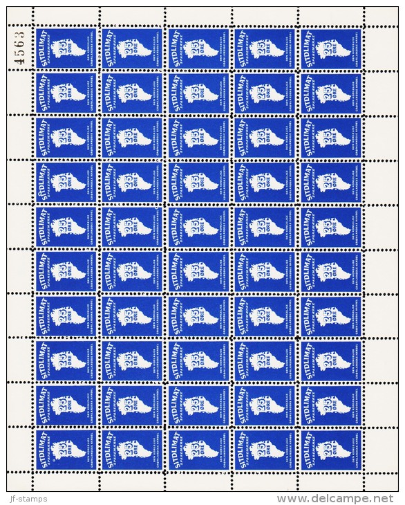 1962. SITDLIMAT SPAREMÆRKE. 25 øre Blue. Complete Sheet With 50 Stamps. Unusual.   (Michel: ) - JF180622 - Paketmarken