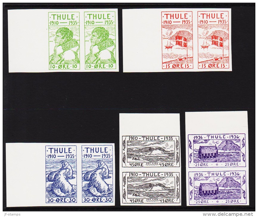 1935-1936. Thule. Set Of 5. Imperforated Proofs In Pair. Scarce. (Michel: 1-5) - JF180627 - Thulé