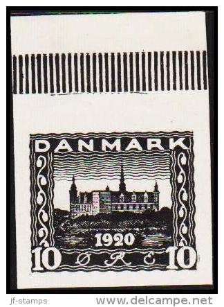 1920 - 1921. Commemorating The Re-union. 10 øre Black. (Michel: ) - JF180663 - Prove E Ristampe