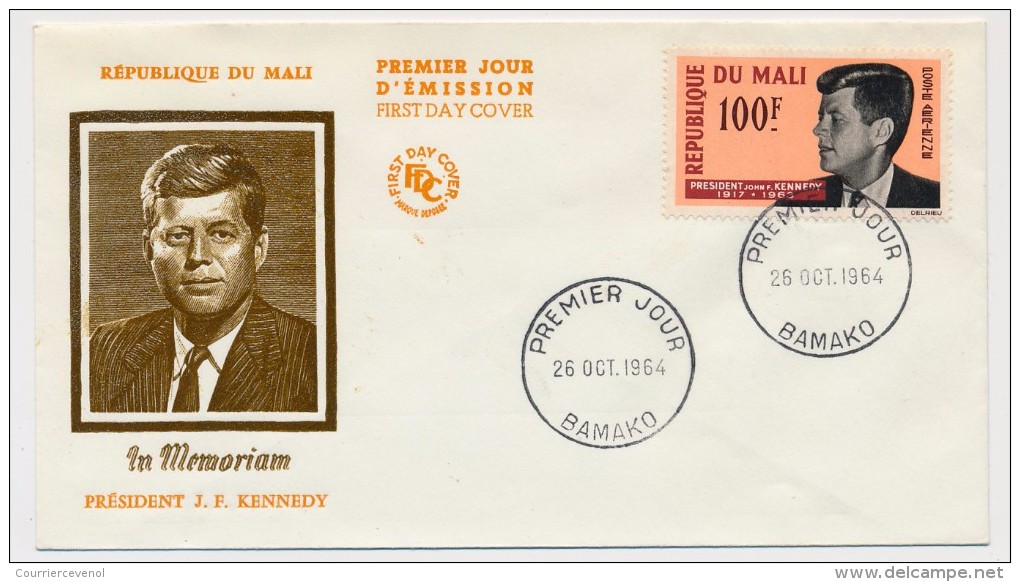 MALI => Enveloppe FDC => John F. KENNEDY - Bamako - 26 Oct 1964 - Malí (1959-...)