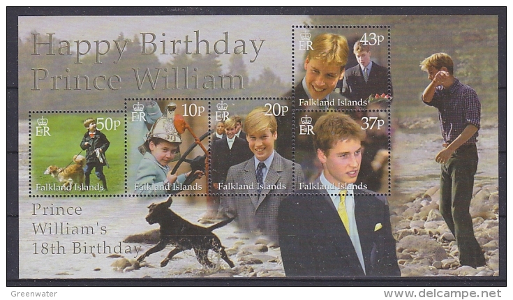 Falkland Islands 2000 Prince William´s 18th Birthday M/s ** Mnh (26201E) - Falkland