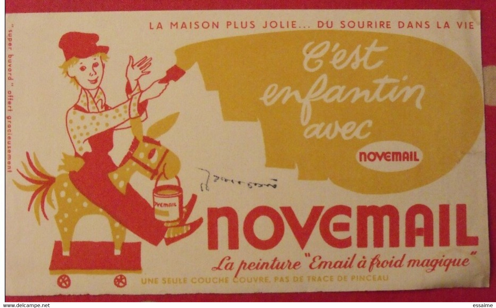 Buvard Novemail Peinture. Cheval à Roulette. Vers 1950 - Paints