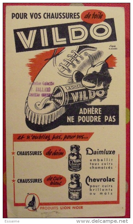 Buvard Cirage Vildo, Lion Noir. Pour Chaussures De Toile. Vers 1950 - Chaussures