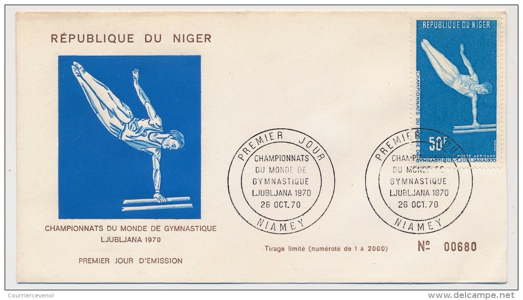 NIGER => 4 Enveloppes FDC => Championnats Du Monde De Gymnastique LJUBLJANA 1970 - NIAMEY - 26 Octobre 1970 - Gymnastik