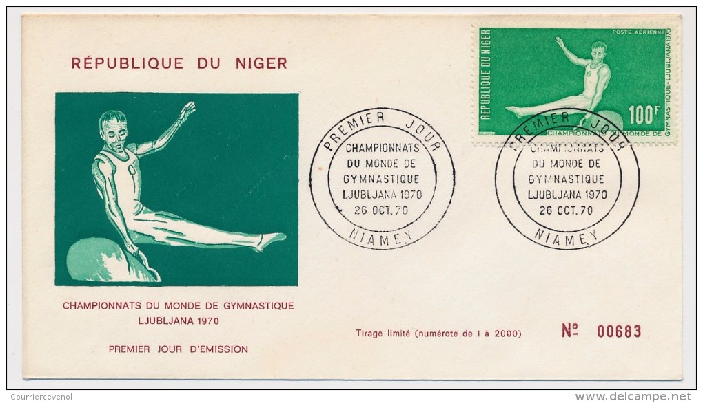 NIGER => 4 Enveloppes FDC => Championnats Du Monde De Gymnastique LJUBLJANA 1970 - NIAMEY - 26 Octobre 1970 - Gymnastique