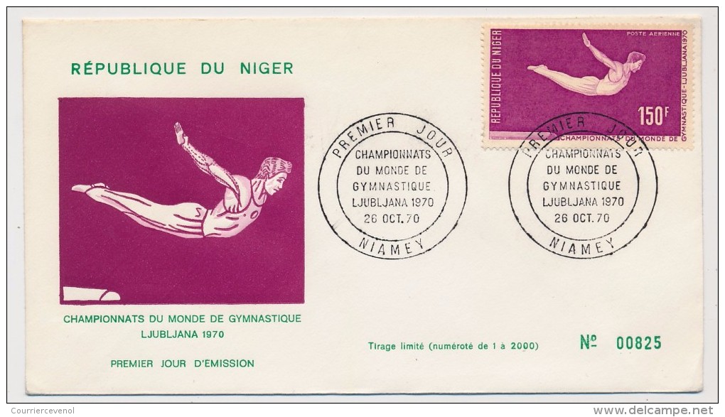 NIGER => 4 Enveloppes FDC => Championnats Du Monde De Gymnastique LJUBLJANA 1970 - NIAMEY - 26 Octobre 1970 - Gymnastique