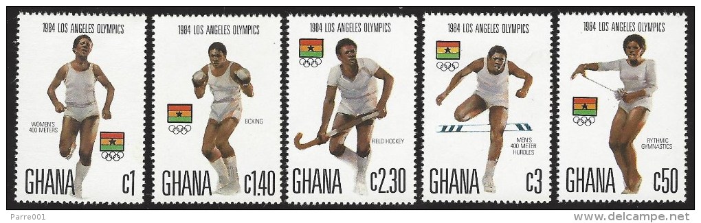 Ghana 1984 Olympic Games Los Angeles Athletics Boxing Field Hockey Hurdles Rhytmic Gymnastics MNH Set - Zomer 1984: Los Angeles