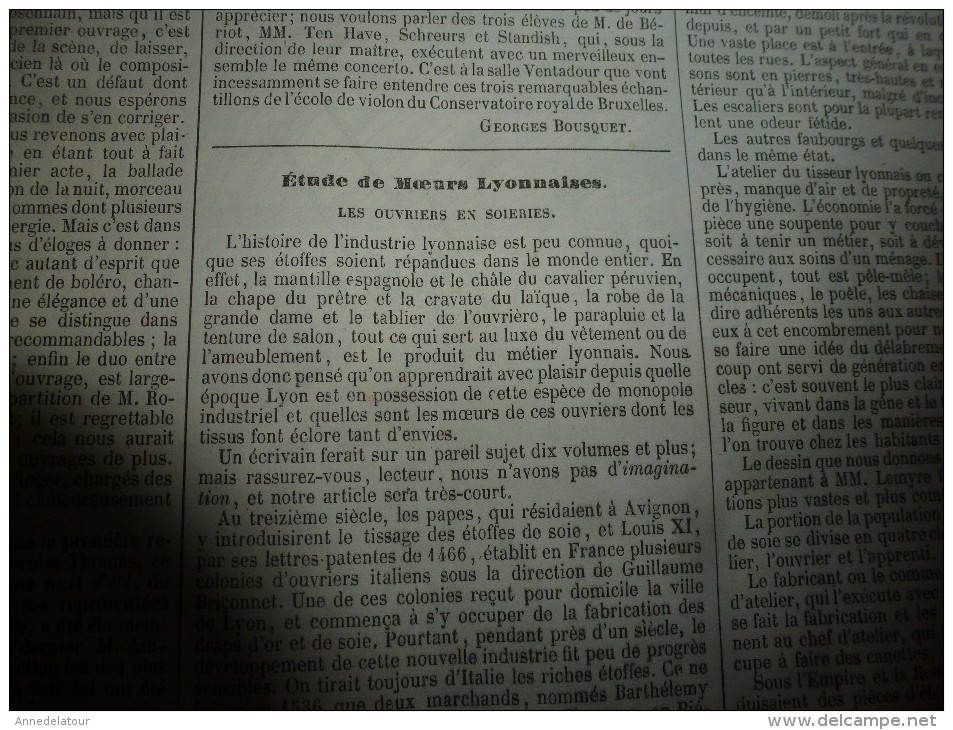 1851 L'ILLUSTRATION :Marché aux CHIENS et OISEAUX; Moeurs lyonnaise ,Soieries; Calendrier mouvant CUSSON; Dunkerque, etc