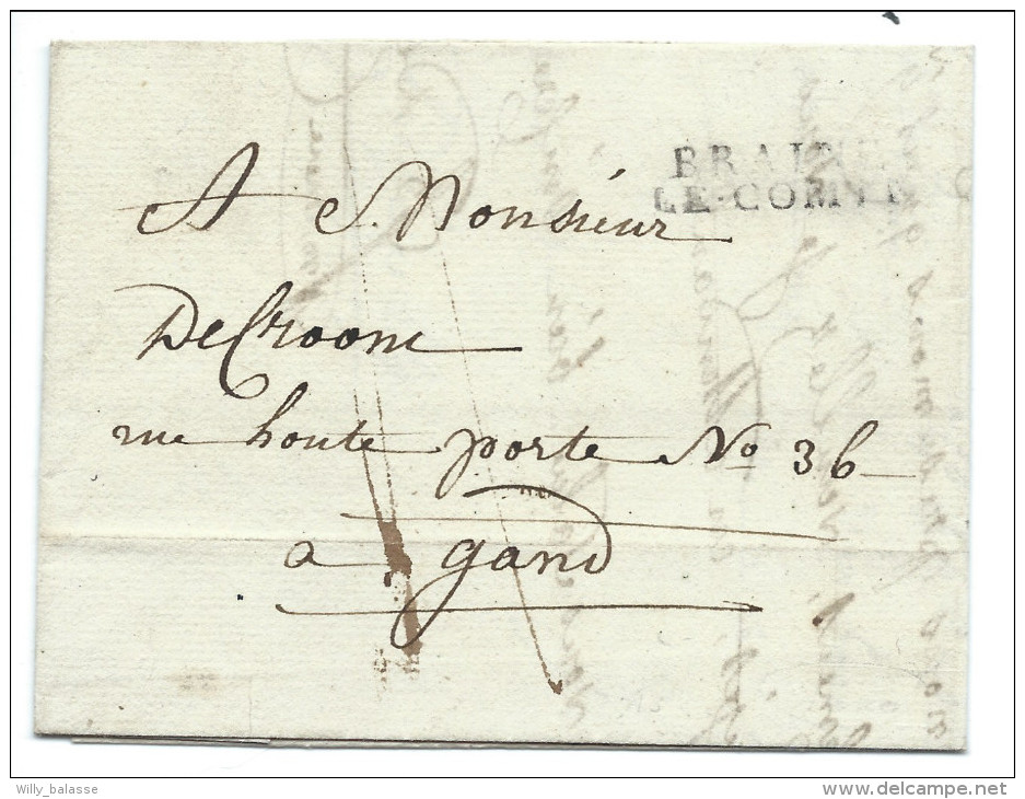 L. 19.1.1824 Marque BRAINE/LE-COMTE Pour Gand - 1815-1830 (Hollandse Tijd)