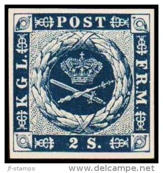 1886. Official Reprint. Dotted Spandrels. 2 Sk. Blue. (Michel: 3 ND) - JF180732 - Prove E Ristampe