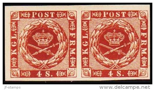 1886. Official Reprint. Wavy-lined Spandrels. 4 Sk. Brown. Pair. (Michel: 7 ND) - JF180721 - Proofs & Reprints