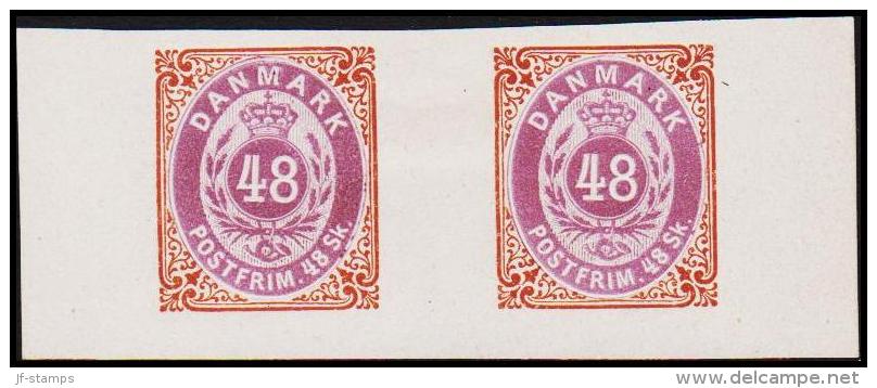 1886. Official Reprint. Tofarvet Skilling. 48 Sk. Brown/lillac Inverted Frame. Pair. (Michel: 22 II ND) - JF180706 - Prove E Ristampe
