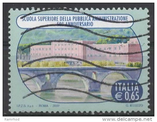 ITALY 2007 50th Anniv  National School For Public Administration - 65c  Milvio Bridge, River Tiber & Building Facade FU - 2001-10: Usati