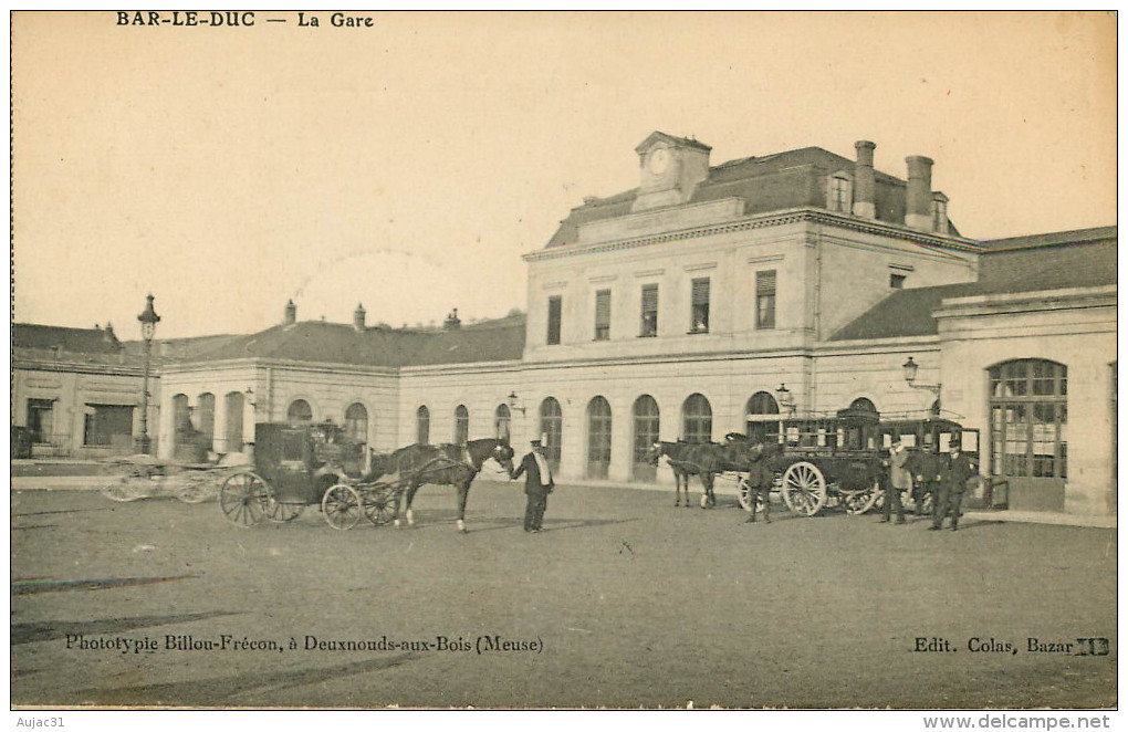 Dép 55- Attelage De Chevaux - Chemins De Fer - Gares - Militaria - Santé - Cachet Hospice D'Eymet - Bar Le Duc - La Gare - Bar Le Duc