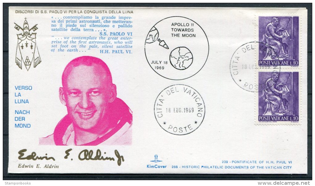 1969 Vatican Pope Papal Apollo 11 Space Rocket Cover - Europa