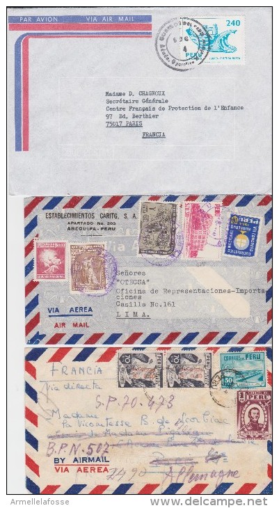Magnifique Lot De 59 Enveloppes/carte/timbres Du Pérou - Peru