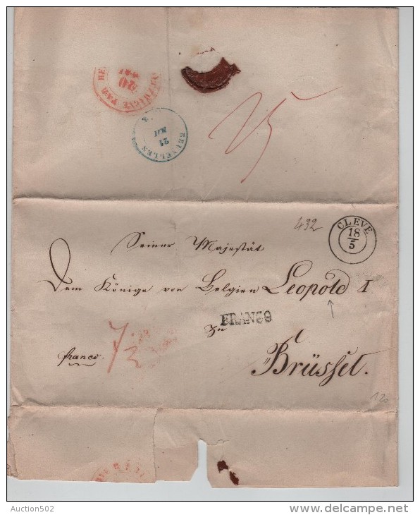 Lettre De Prusse C.Cleve En 1843+Allemagne Par Herve Adressée à Léopold 1° Roi Des Belges PR2376 - 1830-1849 (Belgique Indépendante)