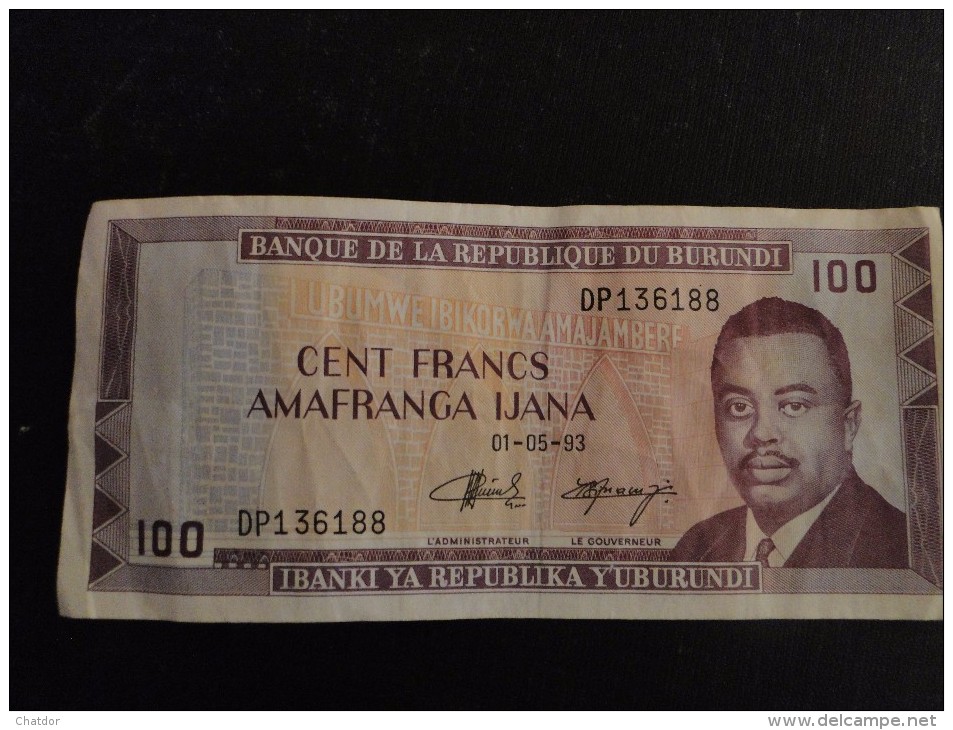 Burundi : Billet De100 Franc 1993 - Burundi