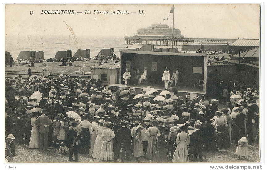33 Folkestone The Pierrots On Beach LL P. Used 1907 - Folkestone