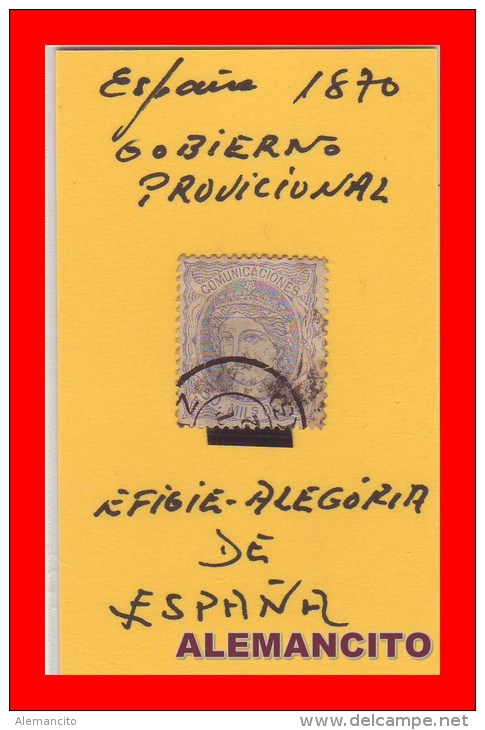 ALEGORIA  DE ESPAÑA  AÑO 1870 -  GOBIERNO PROVICIONAL   50 Mils. - Usados