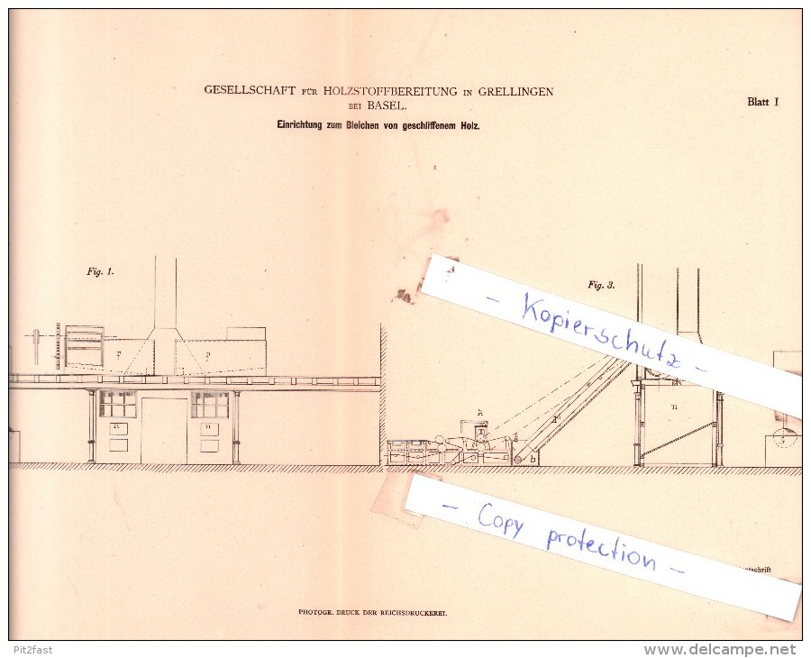 Original Patent - Gesellschaft Für Holzstoffbereitung In Grellingen Bei Basel , 1880 , !!! - Documents Historiques