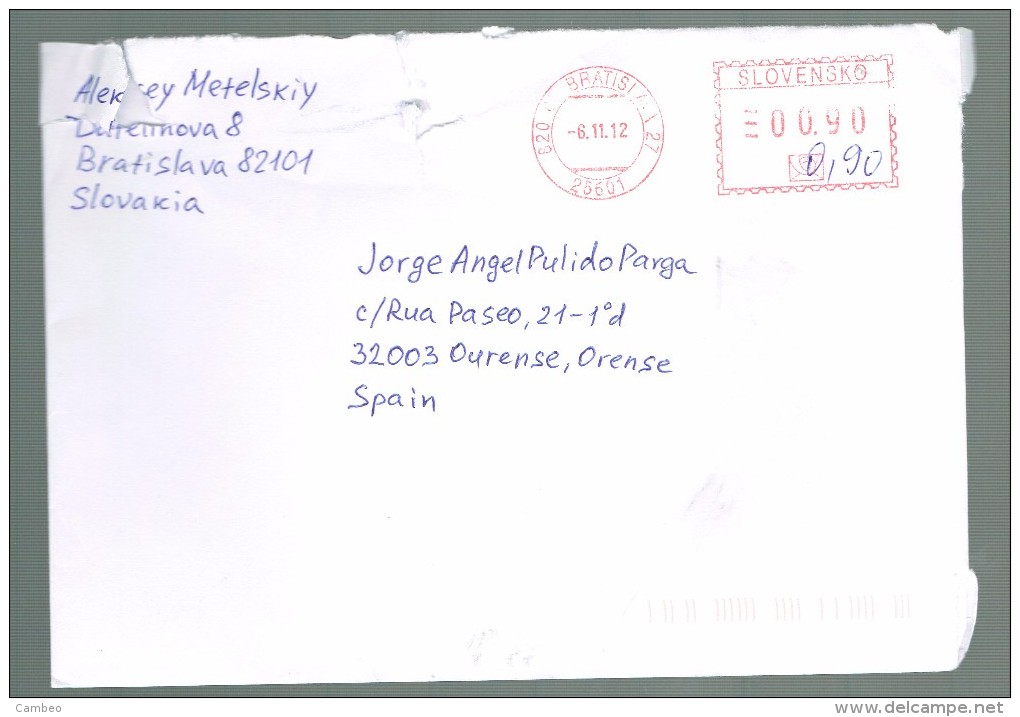 SLOVAKIA  LETTRE  2012  BRATISLAVA - Storia Postale