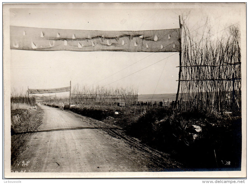 Photographie Originale - Camouflage Sur La Route De Mailly - Mai 1918 - Guerre, Militaire