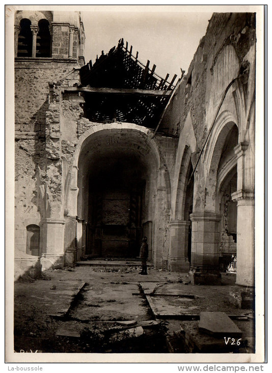 Photographie Originale - CONDE SUR MARNE - L'église En Ruines - Guerre, Militaire