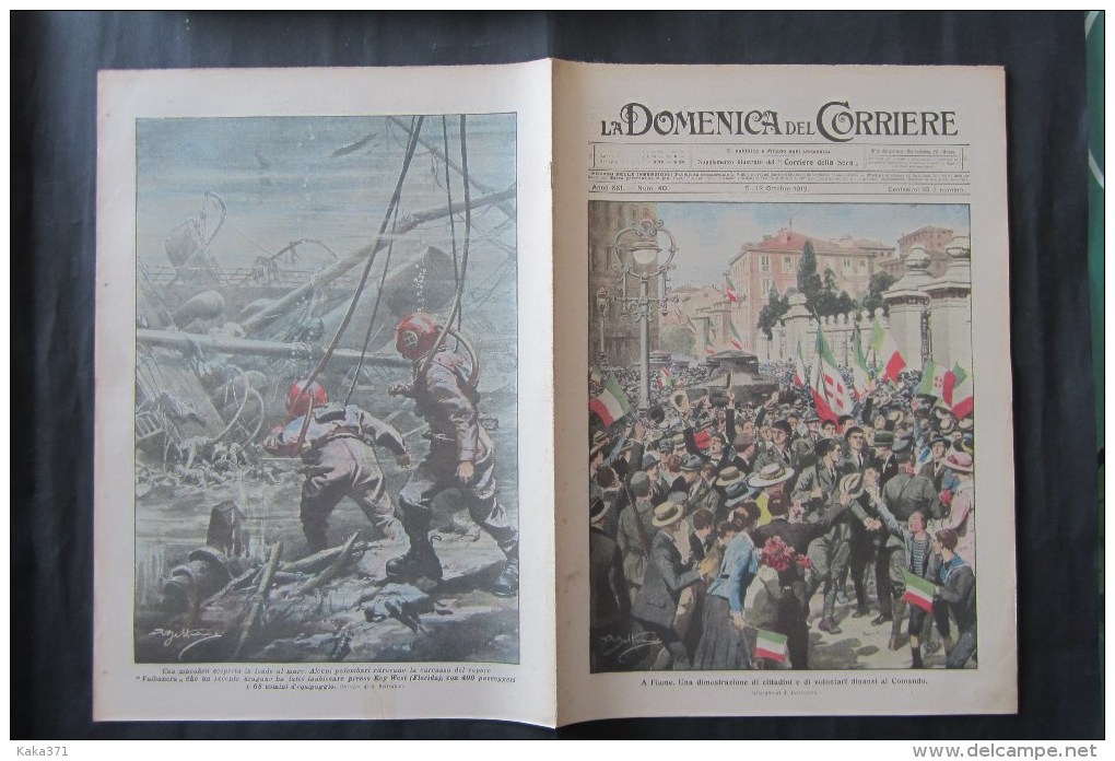 LA DOMENICA DEL CORRIERE 1919 COMANDO DI FIUME DIMOSTRAZIONE CITTADINI PALOMBARI VAPORE VALBANERA - Non Classés