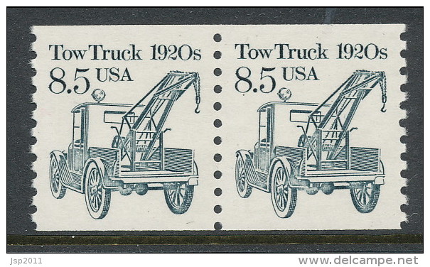 USA 1985 Scott # 2129. Transportation Issue: Tow Trauck 1920s. Pair, MNH (**). - Rollenmarken