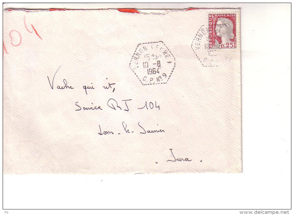 EURE VERNON  Correspondant Postal CP N°9 Mézières En Vexin - Bolli Manuali