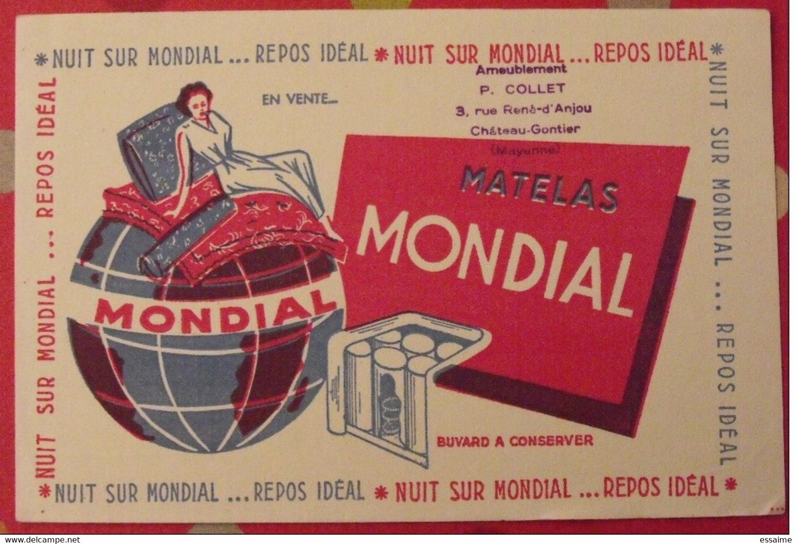 Buvard Matelas Mondial. Repos Idéal. Vers 1950 - M