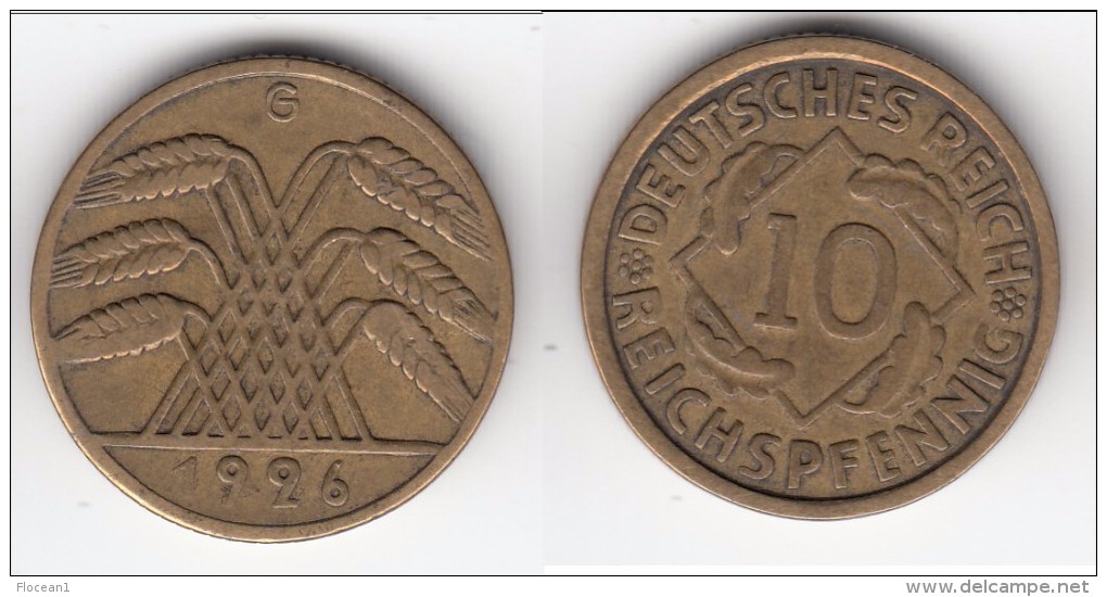 **** ALLEMAGNE - GERMANY - 10 REICHSPFENNIG 1926 G - WEIMAR REPUBLIC **** EN ACHAT IMMEDIAT - 10 Renten- & 10 Reichspfennig