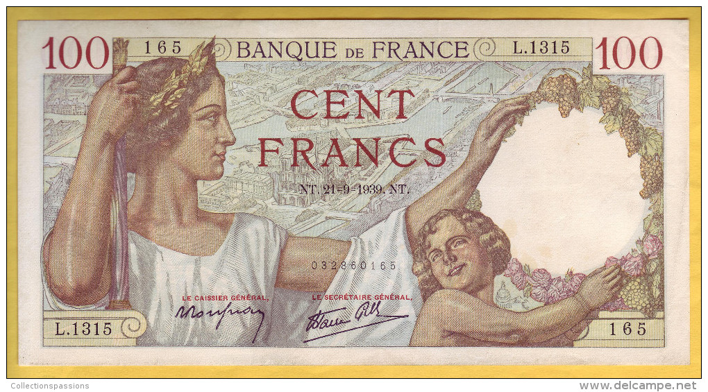 BILLET FRANCAIS - 100 Francs Sully 21-9-1939 SUP - 100 F 1939-1942 ''Sully''
