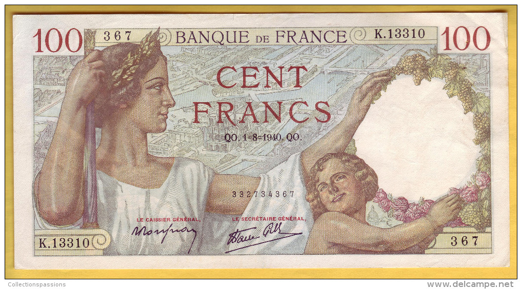 BILLET FRANCAIS - 100 Francs Sully 1-8-1940 TTB+ - 100 F 1939-1942 ''Sully''
