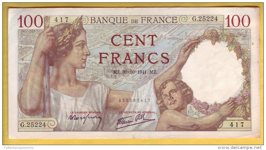 BILLET FRANCAIS - 100 Francs Sully 30-10-1941 TTB - 100 F 1939-1942 ''Sully''