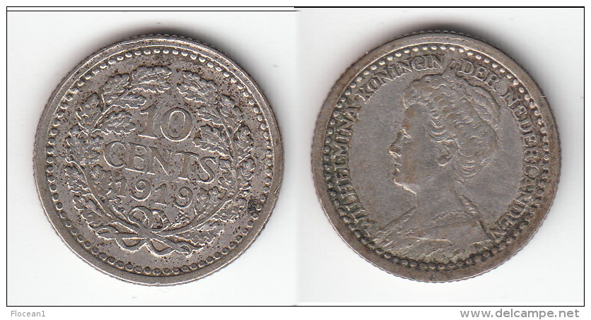 **** PAYS-BAS - NETHERLANDS - 10 CENTS 1919 WILHELMINA I - ARGENT - SILVER **** EN ACHAT IMMEDIAT - 10 Cent