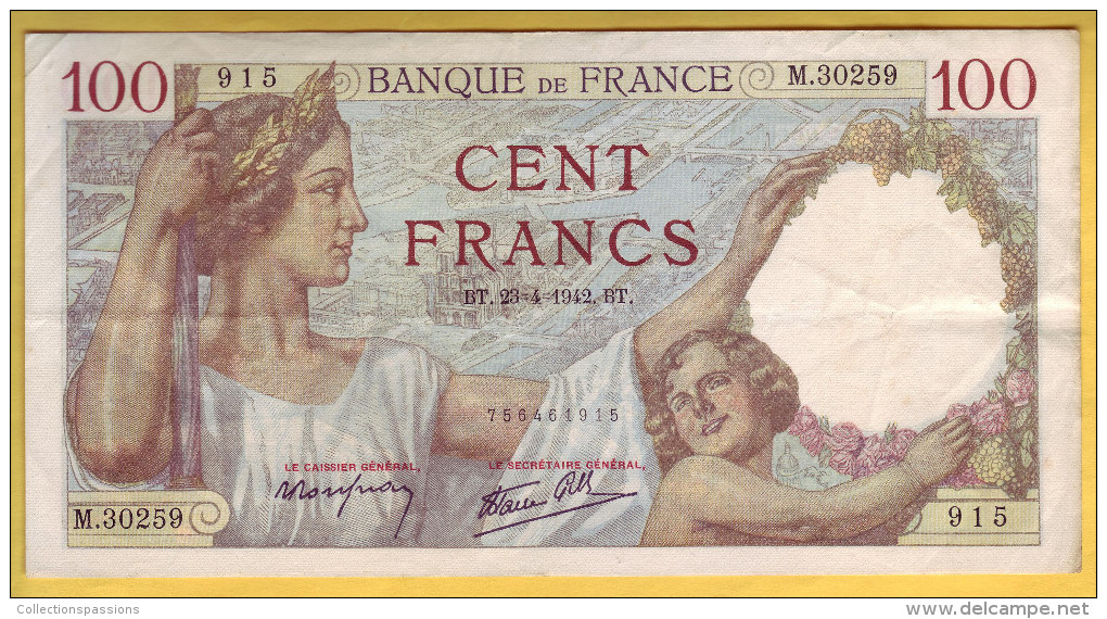 BILLET FRANCAIS - 100 Francs Sully 23-4-1942 TTB+ - 100 F 1939-1942 ''Sully''