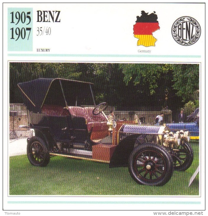 Benz  35/40 Tourer  -  1905  -  Fiche Technique Automobile (Germany) - Voitures