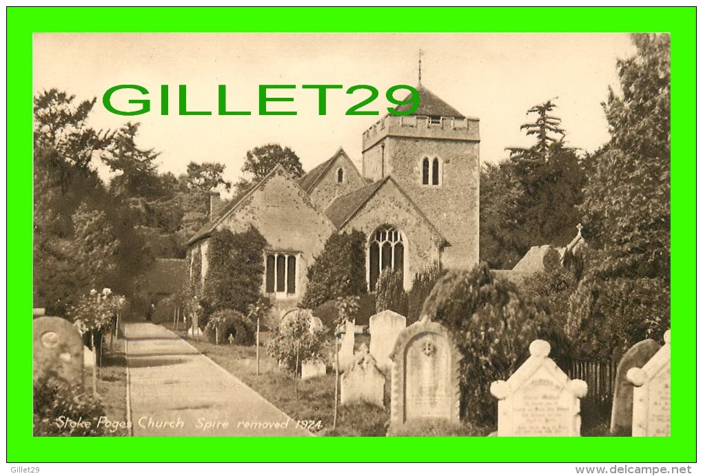 STOKE POGES, UK -  STOKE POGES CHURCH SPIRE REMOVED 1924 -- - Buckinghamshire