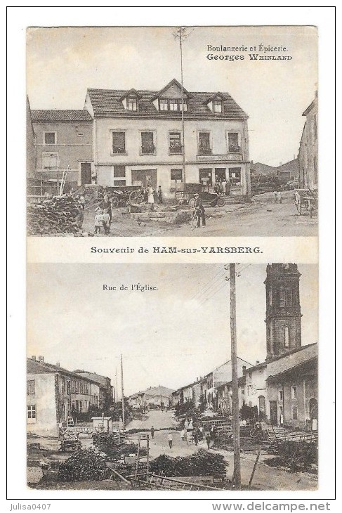 HAM SUR VARSBERG (57) Carte à Deux Vues Boulangerie Rue De L'église - Other & Unclassified