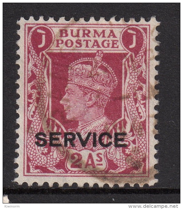 BURMA 1946 2a Service Overprint - New Colours SG O33 - Very Fine Used VFU 11A149 - Birmanie (...-1947)