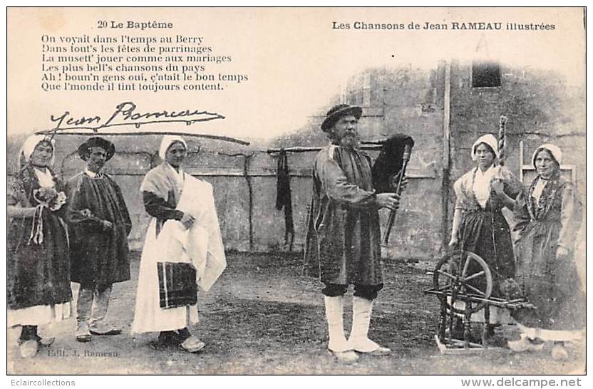 Célébrité:  Jean Rameau:    4 Cartes  Dont  Cornemuse,ferme,foin, L'ancan - Writers